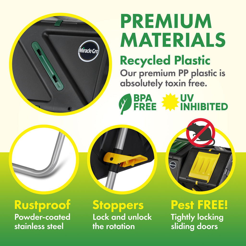 MiracleGro Large Dual Chamber Compost Tumbler EasyTurn, FastWorki